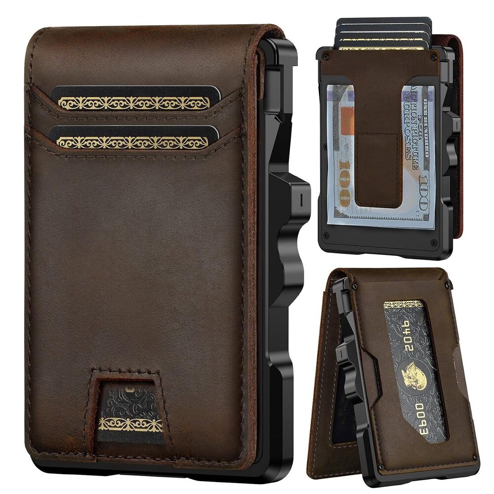 Genuine Leather Wallet for Men: Slim RFID Minimalist Wallets with Money